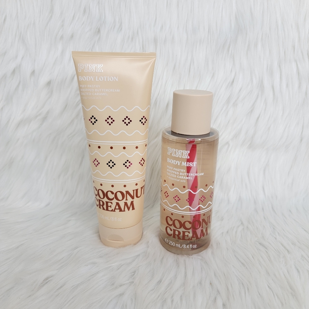 PINK Victoria's Secret Coconut Cream Mist & Lotion Set.